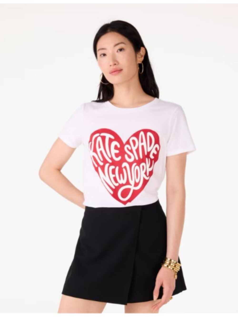 Kate Spade New York Valentine's Logo Tee White Women's Size L